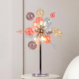 Stolová lampa Explosion, sklo, pastelové farby, chróm, G9, Viacfarebné, Obývacia izba / jedáleň, Sklo