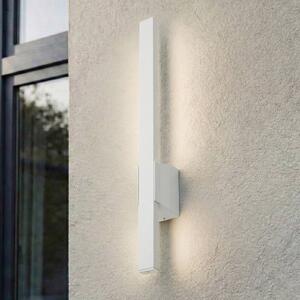Lindby LED vonkajšie nástenné svietidlo Sakari, biele, hliník, výška 50 cm, Biela / opálová, Hliník, Moderný