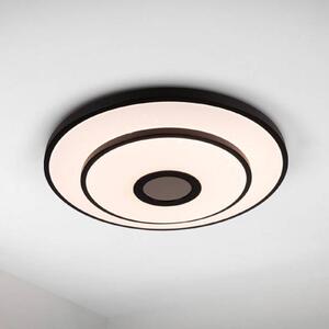 Stropné LED svetlo Genua, čierne, železo, diaľkové ovládanie, Čierna, Obývacia izba / jedáleň, kov, Moderný, Závesné svietidlo