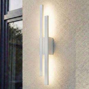Lindby LED vonkajšie nástenné svietidlo Sakari, biele, hliník, výška 59 cm, Biela / opálová, Hliník, Moderný