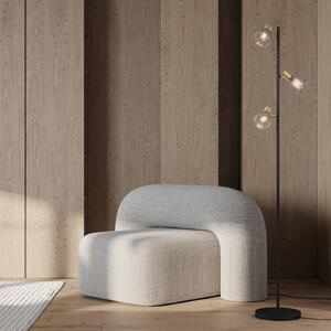 Stojacia lampa Lindita, 3-pl., sklo, železo, dymovo sivá, E14, Hliník / sivá / zinok, Obývacia izba / jedáleň, Sklo, Stojaca lampa