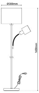 Stojacia lampa Filomena, hnedá/strieborná, textil, čitateľské rameno, E14, Hnedá / hrdzavá, Obývacia izba / jedáleň, kov, Stojaca lampa