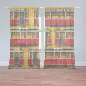 Sablio Záclony Pražské historické električky Žltý Pattern: 2ks 150x250cm