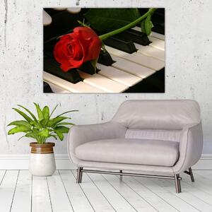 Obraz ruže na klavíri (Obraz 60x40cm)