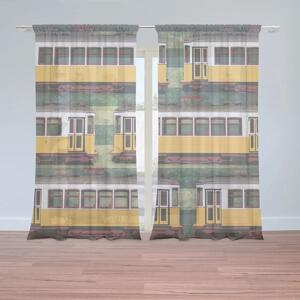 Sablio Záclony Lisabonské historické električky Zelený Pattern: 2ks 150x250cm