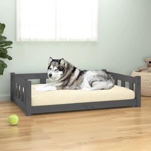 Psia posteľ sivá 105,5x75,5x28 cm masívna borovica