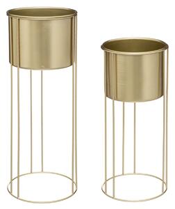 KOVOVÝ KVETINÁČ SO STOJANOM MAX GOLD SADA 2KS 58X21,5 CM+41,5X18,5 CM ZLATÁ