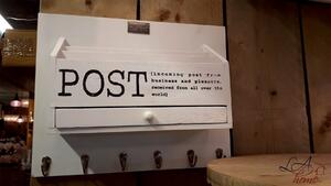 Biely box na poštu na zeď s nápisom Post - 38*30*11 cm