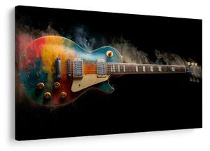 Obraz gitara v farebnom dyme