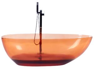 Voľne stojaca vaňa priehľadná červená z materiálu solid surface 169 x 78 cm oválne pre jednu osobu moderný dizajn