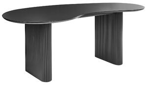 Jedálenský stôl čierny MDF vrchná doska nohy 198 x 93 cm nepravidelný tvar moderný industriálny štýl kuchyňa jedáleň
