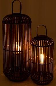 Šedá drevená lampáš so stojanom na sviečku Zephyrine L - Ø 40 * 95 cm