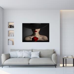 Moderný obraz - žena s ruží (Obraz 60x40cm)