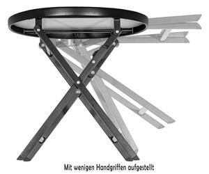 Odkladací stolík so sklenenou doskou, sivý mramor, Ø 45 cm