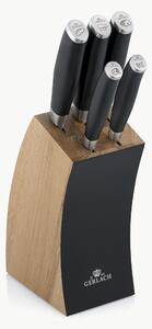 Kuchynské nože v stojane z dubového dreva Deco Black, 6 ks