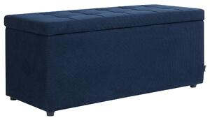 Taburet modrý 100 x 42 x 40 cm polyester čalúnená taburetka úložný priestor obývacia izba moderný štýl