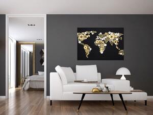 Mapa sveta z ozubených kolies - obraz na stenu (Obraz 60x40cm)