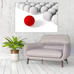 Červená guľa medzi bielymi - abstraktný obraz (Obraz 60x40cm)