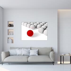 Červená guľa medzi bielymi - abstraktný obraz (Obraz 60x40cm)