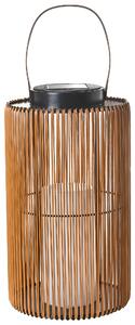 Solárny LED lampáš prírodný syntetický materiál energeticky úsporný rustikálny boho štýl