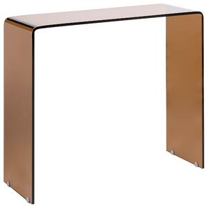Konzolový stolík hnedý priehľadné tvrdené sklo 30 x 90 cm minimalistický obdĺžnikový moderný