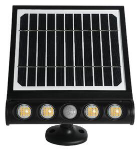 Exteriérové solárne LED svietidlo Talent, 4x LED 8w, čierna, pohybový senzor