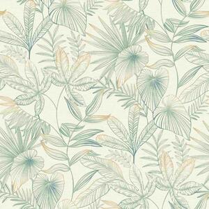 RASCH | Vliesová tapeta na stenu Country Charme 580914 | 0,53 x 10,05 m | biela, zelená