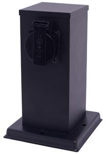 Ecolamp Elektrický záhradný stĺpik Electric, nerezová oceľ, 2 zásuvky, čierna, (20 cm)