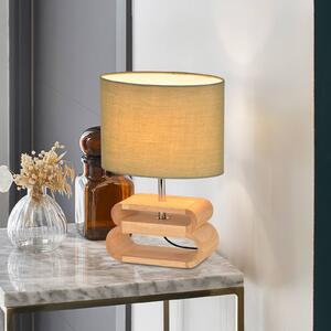 COREP Stolová lampa Oslo, svetlá farba/svetlé drevo, výška 30 cm, bavlna/drevo, Zelená, Obývacia izba / jedáleň, Drevo, Škandinávsky, Stojacie svietidlo
