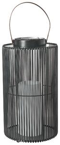 Solárny LED lampáš čierny syntetický materiál energeticky úsporný rustikálny boho štýl