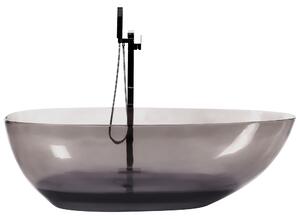Voľne stojaca vaňa priehľadná čierna z materiálu solid surface 169 x 78 cm oválne pre jednu osobu moderný dizajn