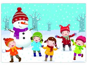 Obraz detí na snehu (Obraz 60x40cm)