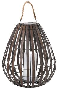Solárny lampáš tmavohnedý syntetický materiál LED svetlo energeticky úsporný rustikálny boho štýl