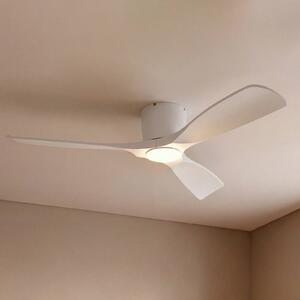 Lucande Smart LED stropný ventilátor Moneno, biely, DC, Tuya, Biela / opálová, Obývacia izba / jedáleň, kov, Moderný