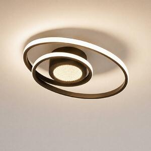 Lindby LED stropné svietidlo Thalina, 45 cm, stmievateľné, Infinity Tunnel, Čierna, Obývacia izba / jedáleň, kov, Moderný, Závesné svietidlo