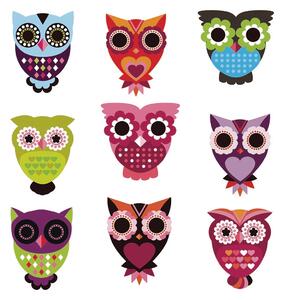 Samolepiaca dekorácia Owls, 30 x 30 cm