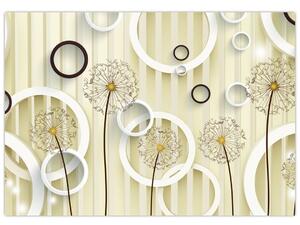 Kvety na pruhovanom pozadí - moderný obraz (Obraz 60x40cm)