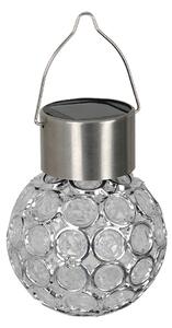 Exteriérové solárne závesné svietidlo Ring, 1x strieborné krištáľové tienidlo, RGB