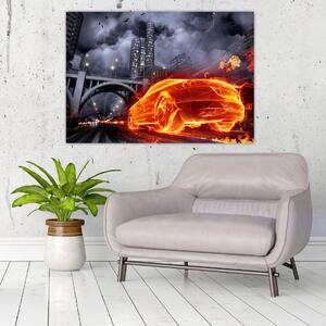 Moderný obraz - ohnivé auto (Obraz 60x40cm)