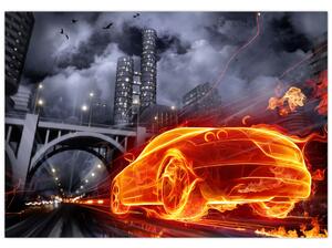 Moderný obraz - ohnivé auto (Obraz 60x40cm)