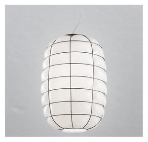 SIRU - Luster na lanku LANTERNA 1xE27/60W/230V pr. 32 cm čierna/biela benátske sklo