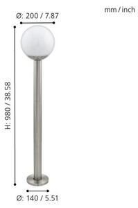 Eglo 33566 - LED stmievateľná vonkajšia lampa NISIA-C 1xE27/9W/230V 980 mm IP44
