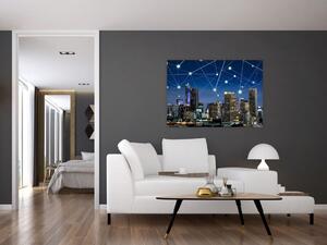 Moderný obraz: večerné mesto budúcnosti (Obraz 60x40cm)