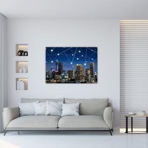 Moderný obraz: večerné mesto budúcnosti (Obraz 60x40cm)