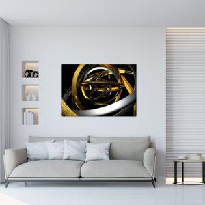 Moderný obraz - zlaté a strieborné obruče (Obraz 60x40cm)