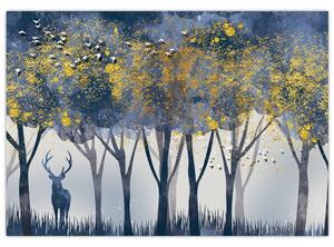 Obraz jeleň v lese (Obraz 60x40cm)