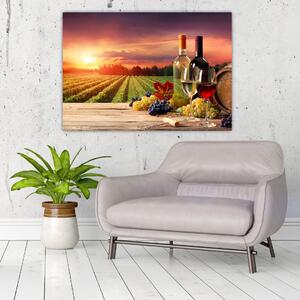Obraz - víno a vinice pri západe slnka (Obraz 60x40cm)