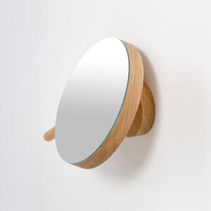 Nástenné zväčšovacie zrkadlo s dreveným rámom ø 18 cm Slimline – Wireworks