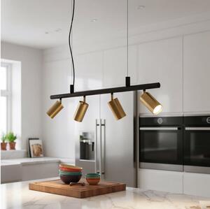 Ideal Lux - LED Luster na lanku DYNAMITE 4xGU10/7W/230V CRI 90 čierna/mosadz