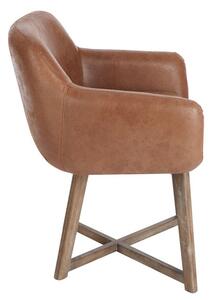 Hnedé kožené kreslo / stolička Venetta - 62 * 56 * 77 cm